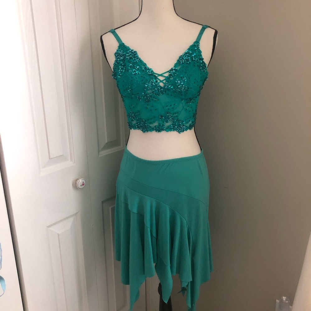 Teal Asymmetrical Skirt